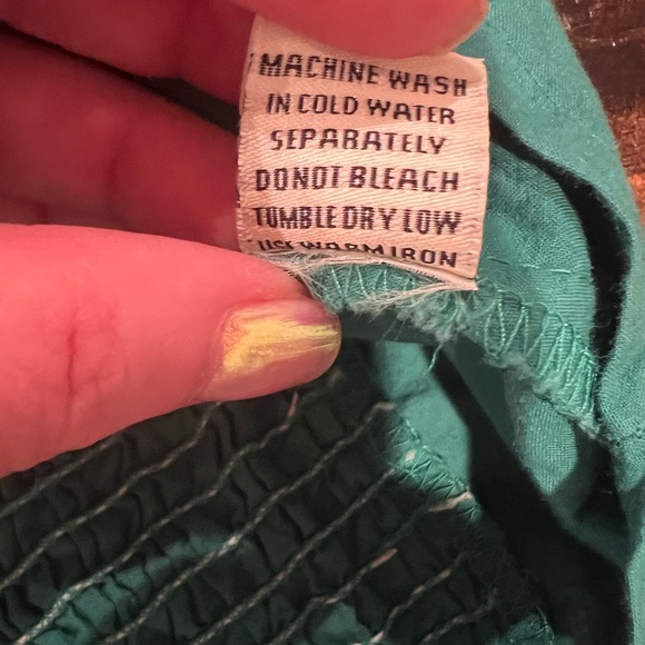 Sim & Sam ruched cropped Teal Puff Sleeve Top, size small, EUC, summer, colorful - Picture 6 of 8